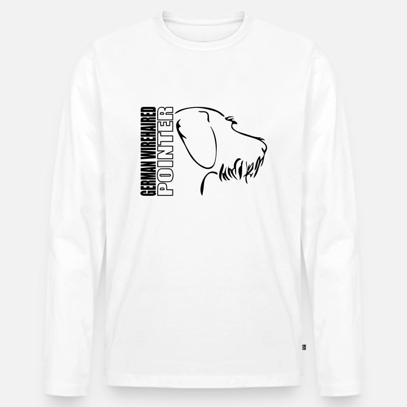GERMAN WIREHAIRED POINTER PROFIL - Männer Premium Bio Langarmshirt - Weiß