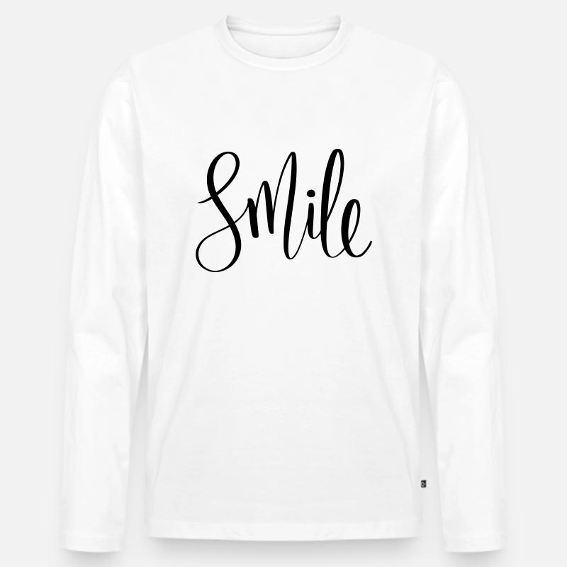 Just Smile - Männer Premium Bio Langarmshirt - Weiß