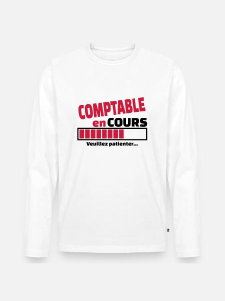 comptable en cours - T-shirt manches longues Premium bio Homme - blanc