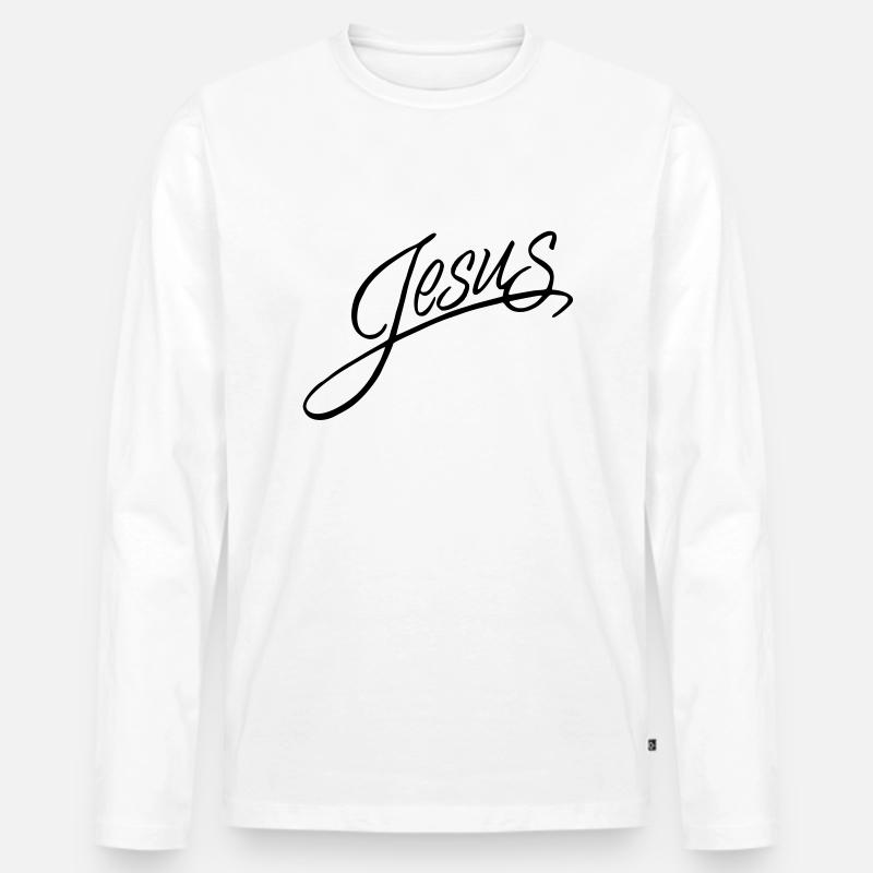 Jesus - Männer Premium Bio Langarmshirt - Weiß