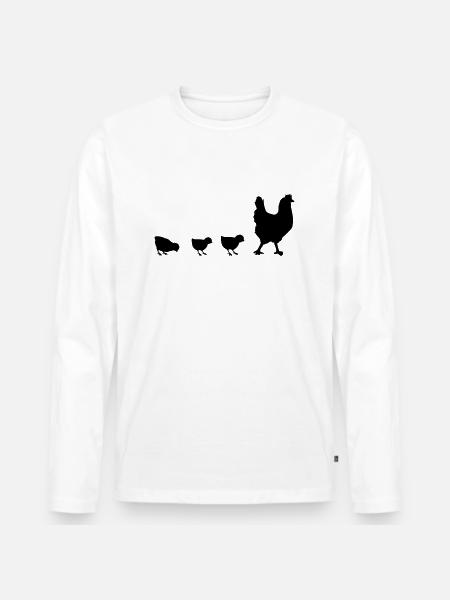 Henne und Küken - Männer Premium Bio Langarmshirt - Weiß
