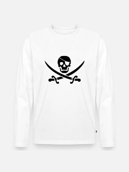 pirat augenklappe - Männer Premium Bio Langarmshirt - Weiß