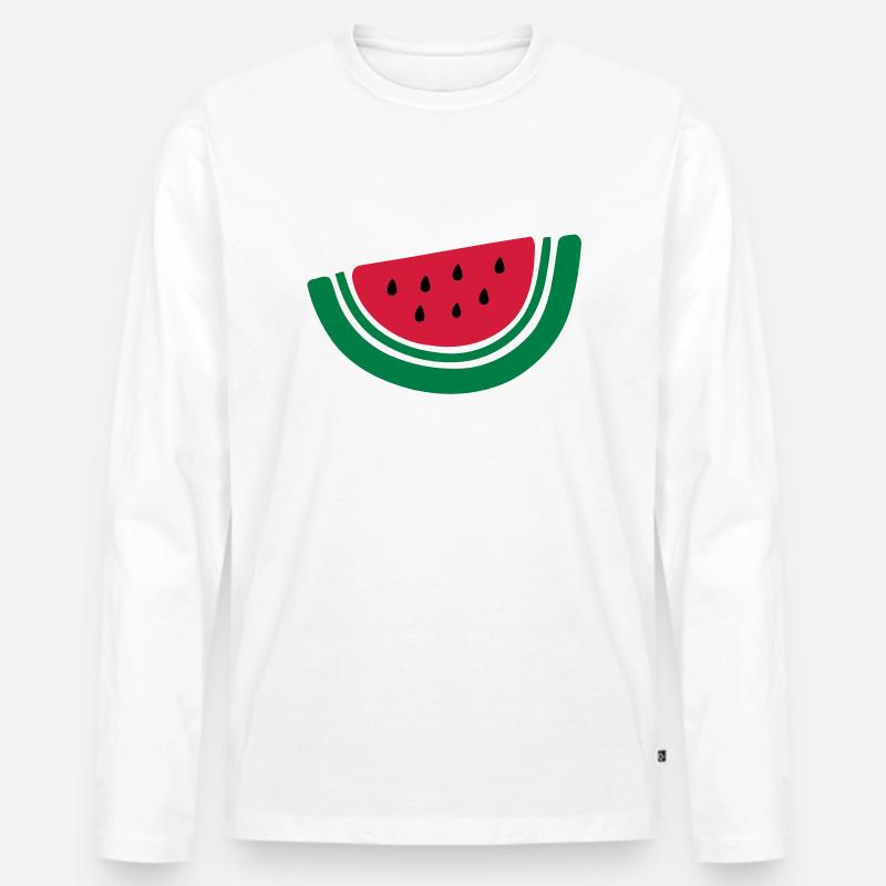 Hälfte Wassermelone Obst-2 - Männer Premium Bio Langarmshirt - Weiß