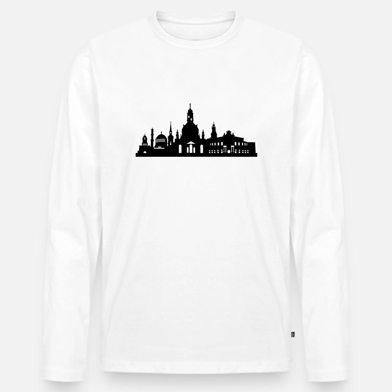 Skyline Dresden klein - Männer Premium Bio Langarmshirt - Weiß