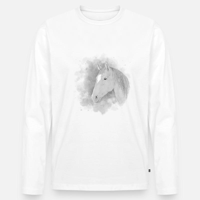 Pferd - Männer Premium Bio Langarmshirt - Weiß