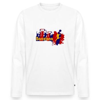 barcelona - T-shirt manches longues Premium bio Homme - blanc - Devant - Nico (187cm)