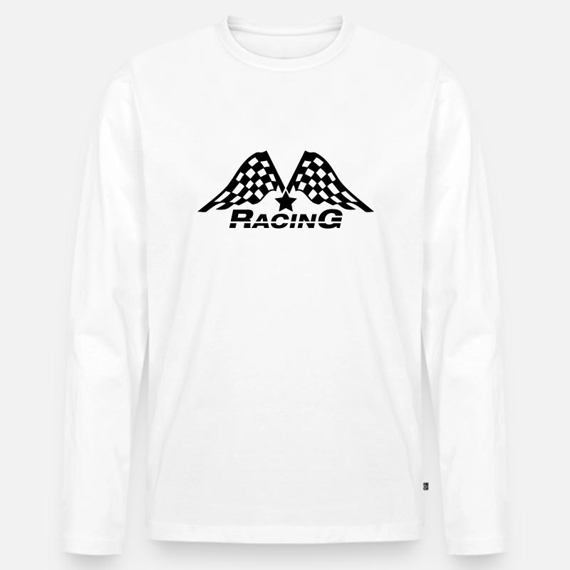 racing_flag_t1 - Männer Premium Bio Langarmshirt - Weiß