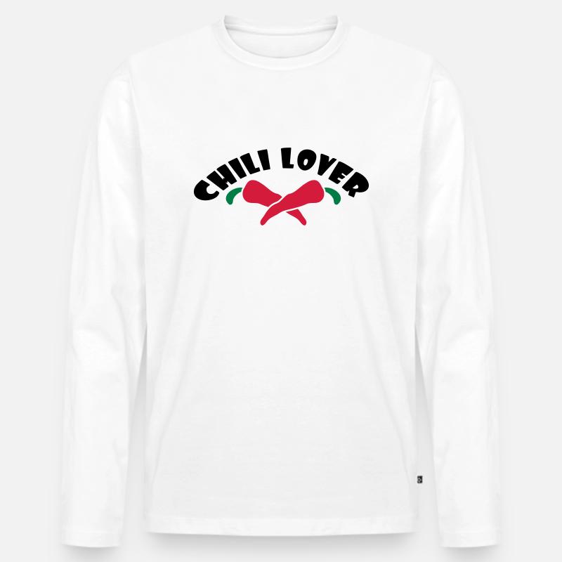 Chili Lover - Männer Premium Bio Langarmshirt - Weiß