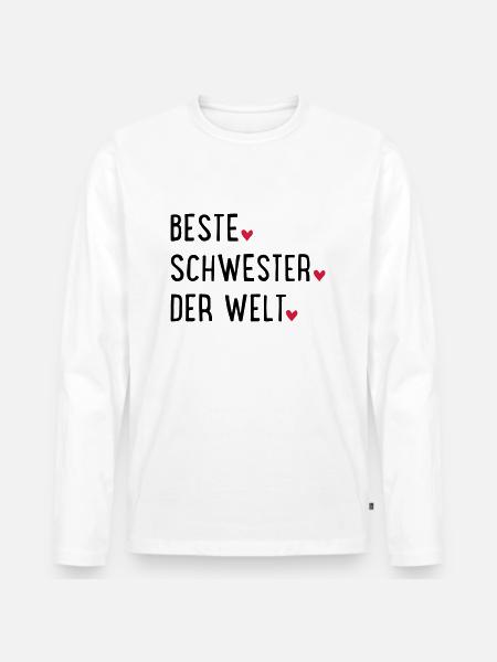 Schwester - Männer Premium Bio Langarmshirt - Weiß