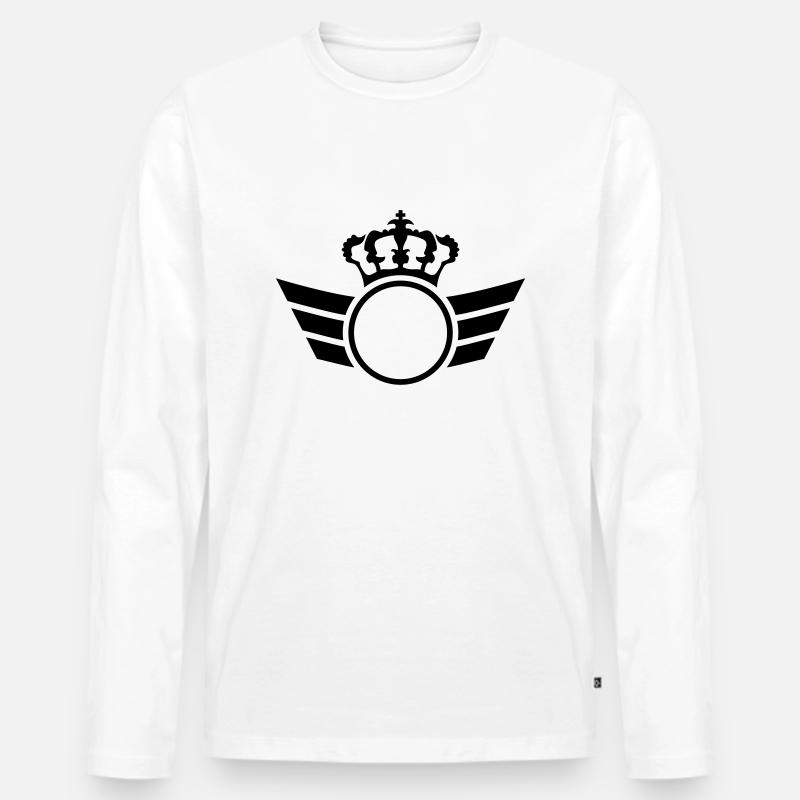 Crown Logo - Männer Premium Bio Langarmshirt - Weiß