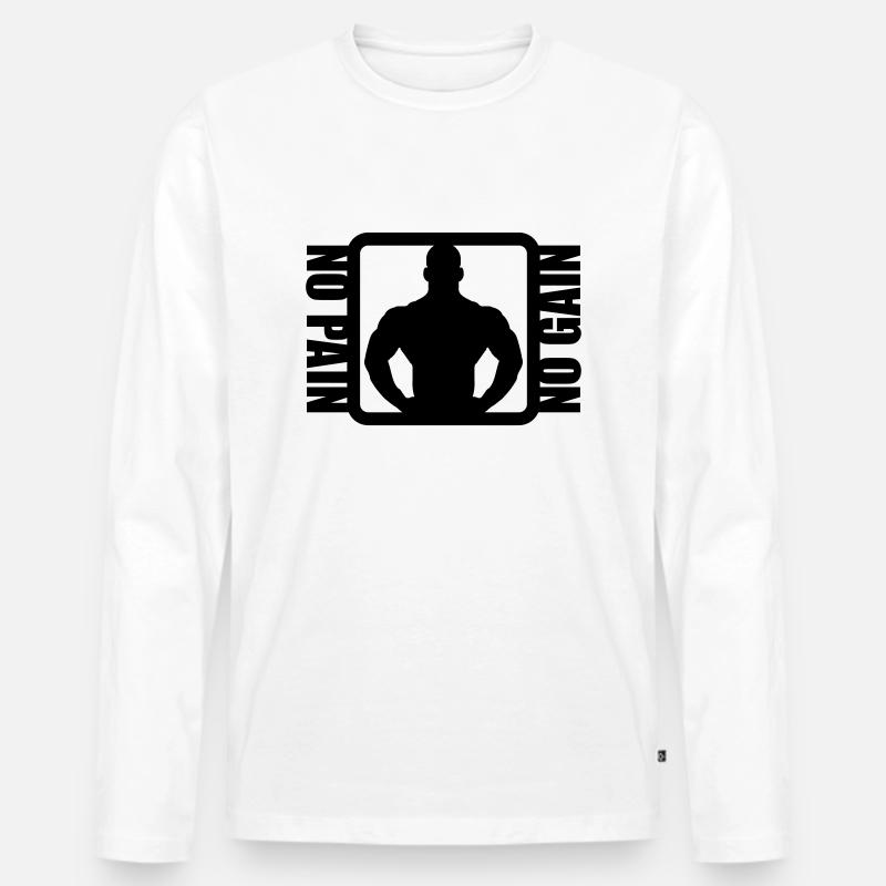 Bodybuilder Logo Design - Männer Premium Bio Langarmshirt - Weiß