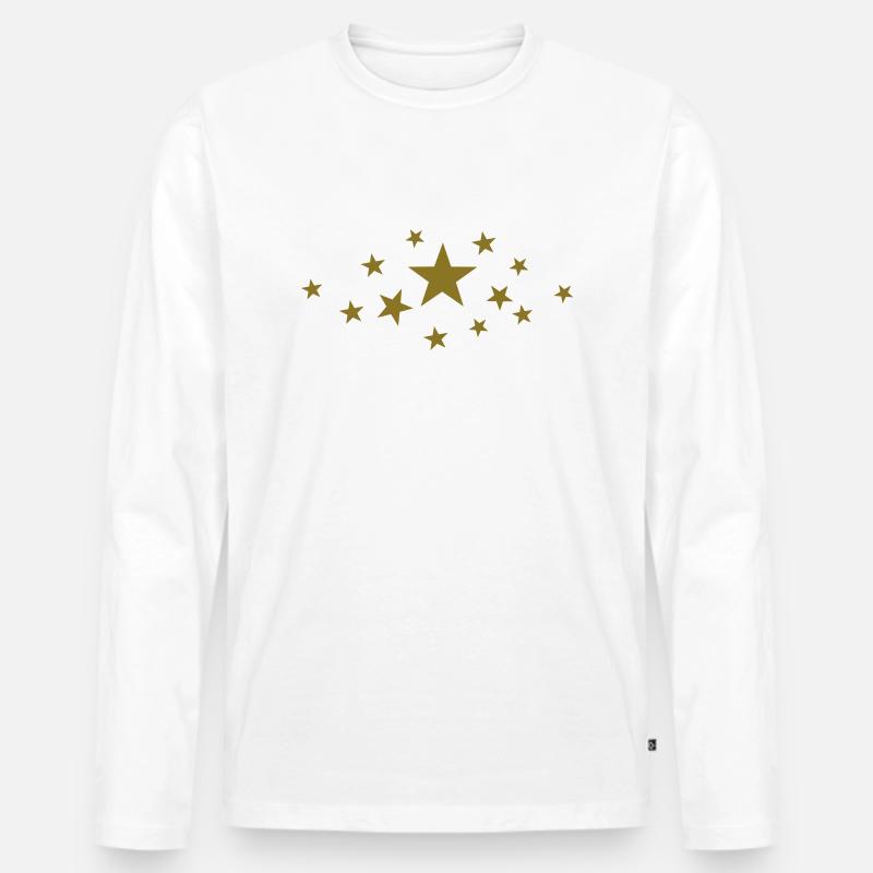 Sterne - Männer Premium Bio Langarmshirt - Weiß