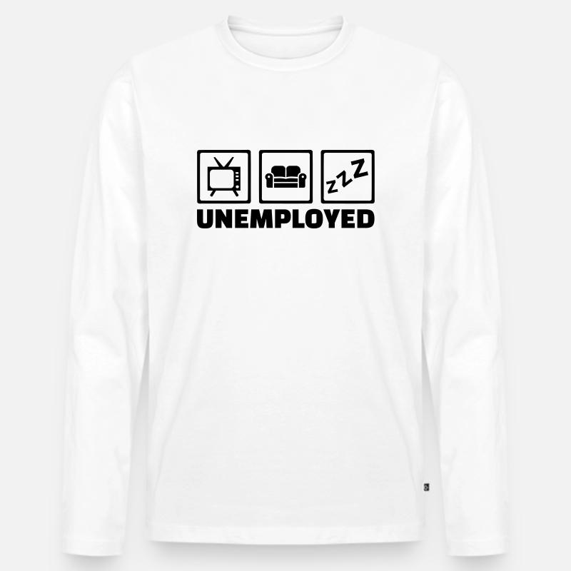 Arbeitslos - Männer Premium Bio Langarmshirt - Weiß