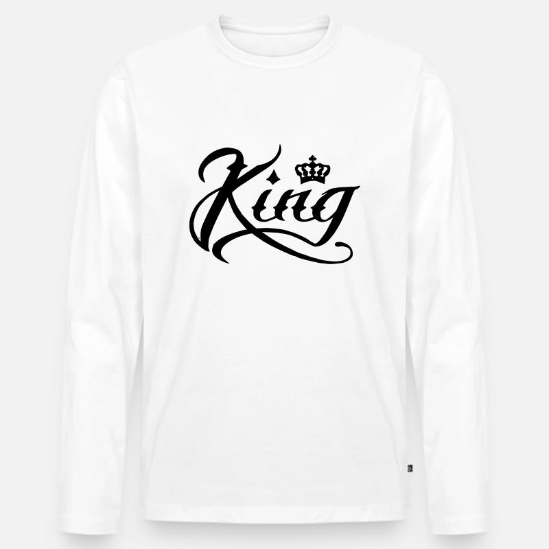 king - Männer Premium Bio Langarmshirt - Weiß