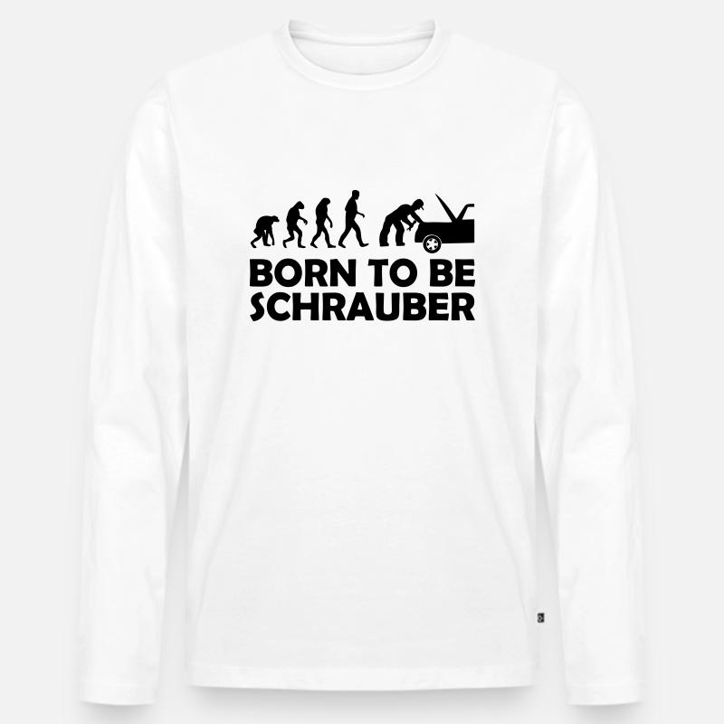 schrauber - Männer Premium Bio Langarmshirt - Weiß