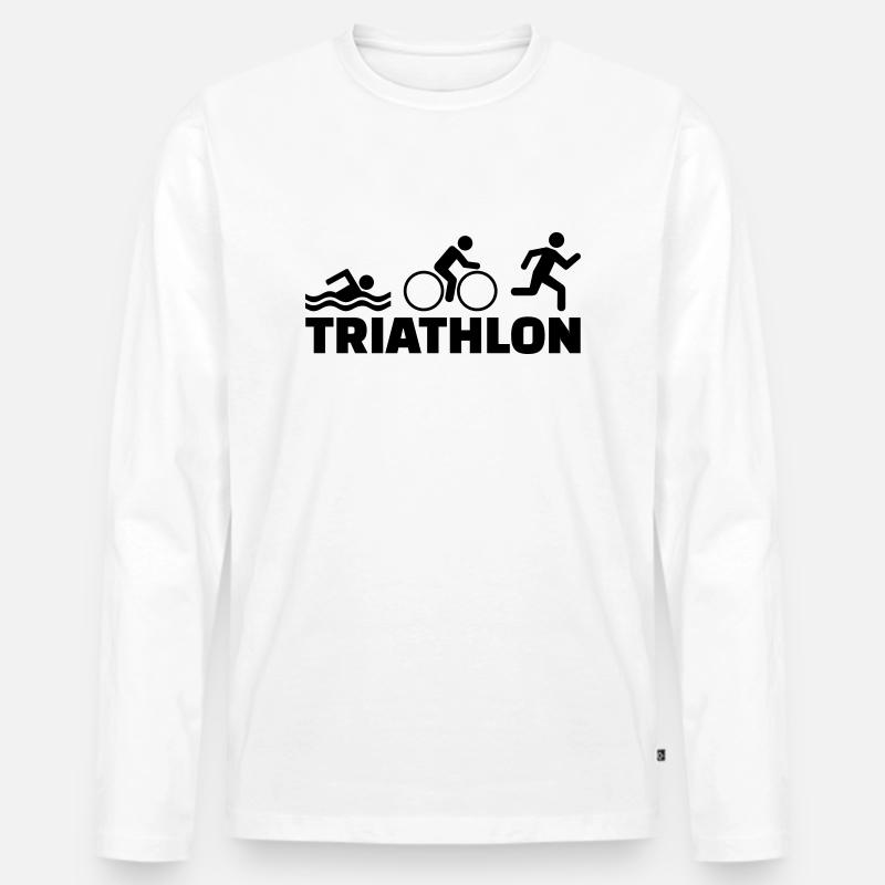 Triathlon - Männer Premium Bio Langarmshirt - Weiß