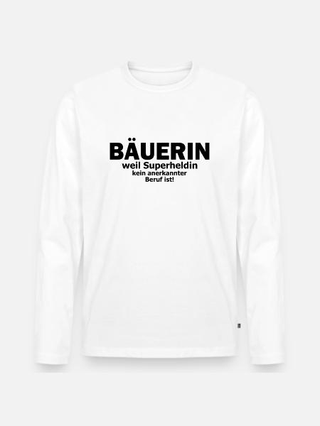 bäuerin - Männer Premium Bio Langarmshirt - Weiß