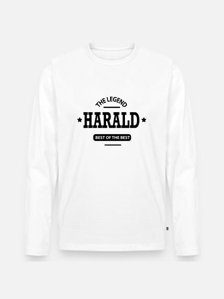 harald - Männer Premium Bio Langarmshirt - Weiß