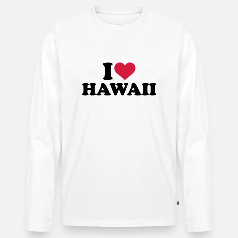 Hawaii - Männer Premium Bio Langarmshirt - Weiß
