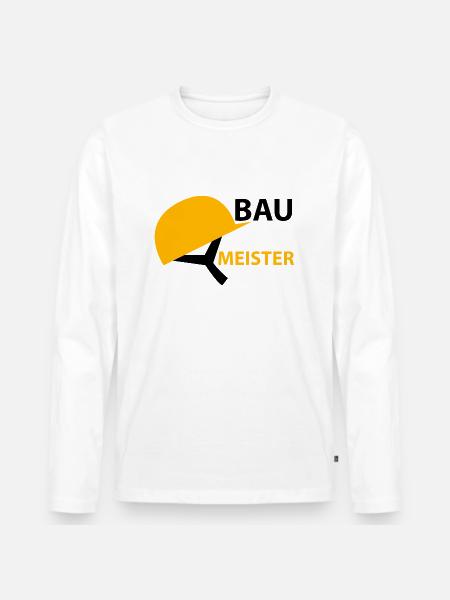 Baumeister Bauarbeiter - Männer Premium Bio Langarmshirt - Weiß