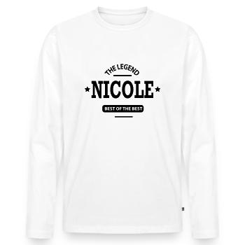 nicole - Männer Premium Bio Langarmshirt - Weiß - Vorne - Nico (187cm)