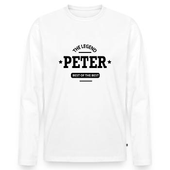 peter - Männer Premium Bio Langarmshirt - Weiß - Vorne - Nico (187cm)