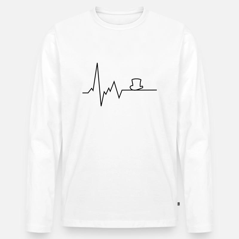 herzschlag zylinder zauberer - Männer Premium Bio Langarmshirt - Weiß