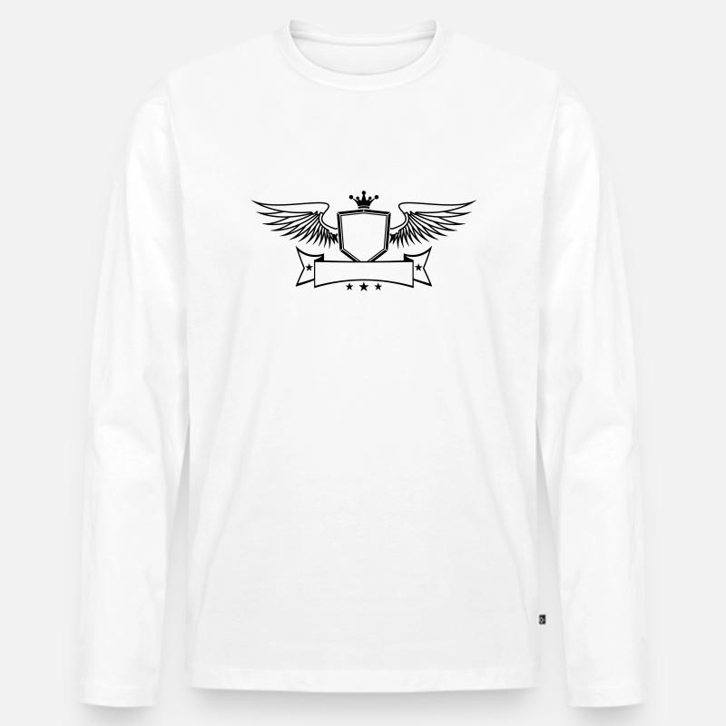 text write wing crown king shield emblem emblem fr Men's Premium Organic Long Sleeve Shirt