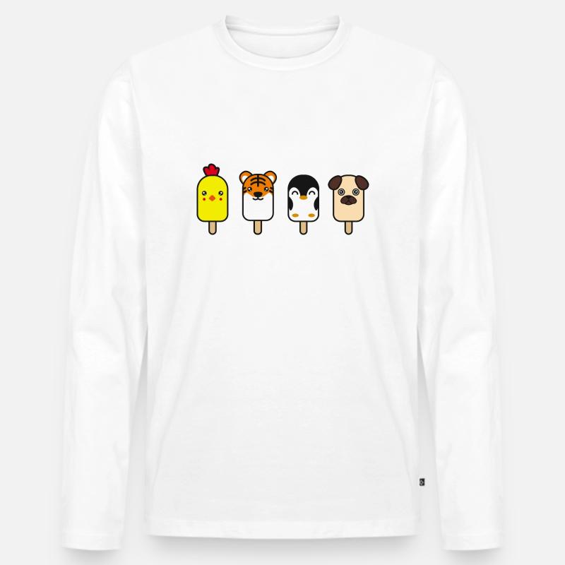 Tiere als Eis - Männer Premium Bio Langarmshirt - Weiß