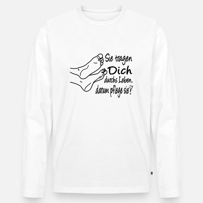 Fußpflege - Männer Premium Bio Langarmshirt - Weiß
