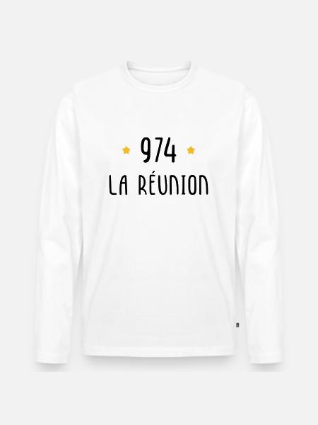 974 La Réunion - T-shirt manches longues Premium bio Homme - blanc
