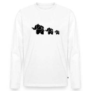 Origami, elephant, elefant, family, animal, cute - Men's Premium Organic Long Sleeve Shirt - white - Front - Nico (187cm)