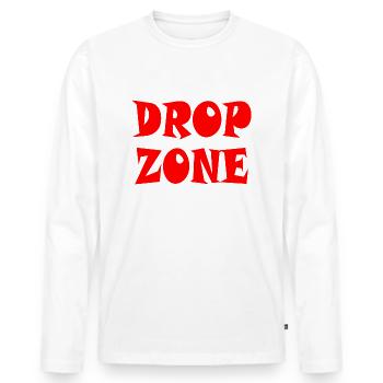 DROP ZONE - Fallschirmspringer! - Männer Premium Bio Langarmshirt - Weiß - Vorne - Nico (187cm)
