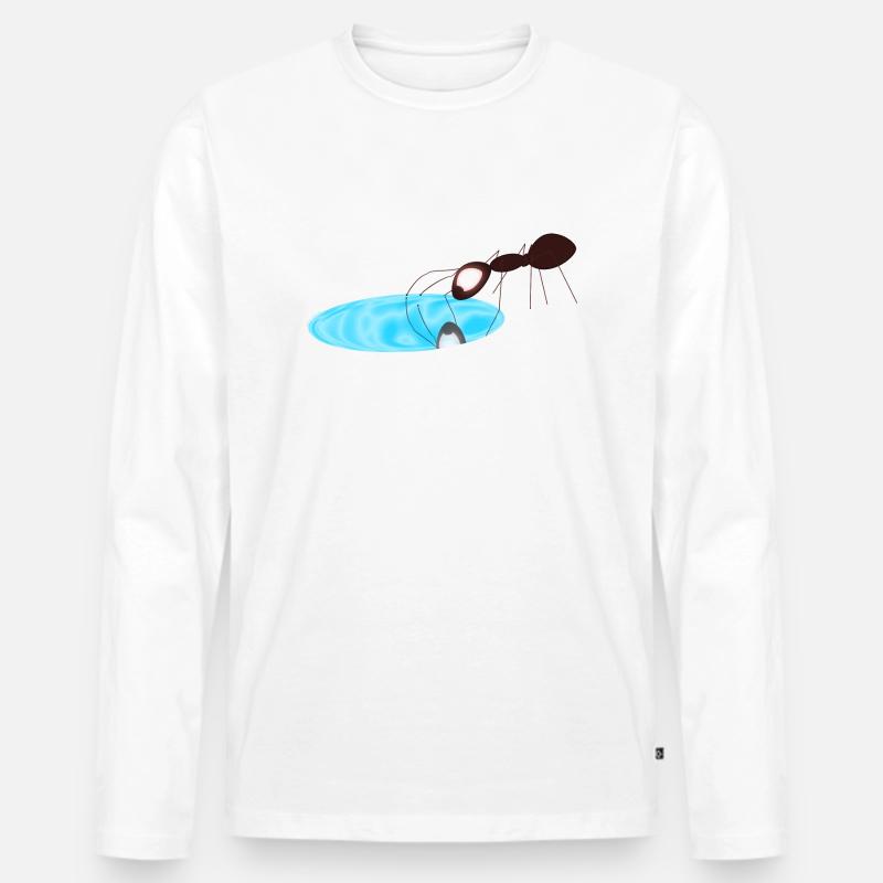 Ameise - Männer Premium Bio Langarmshirt - Weiß