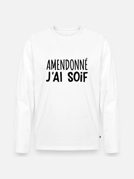 Amendonné j'ai soif - T-shirt manches longues Premium bio Homme - blanc