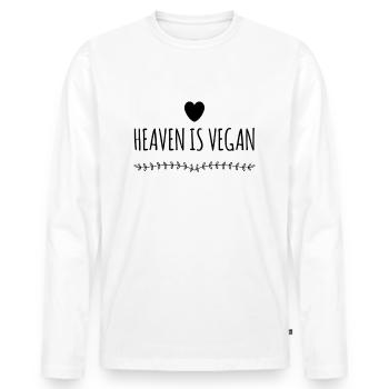 Le paradis est végétalien - T-shirt manches longues Premium bio Homme - blanc - Devant - Nico (187cm)