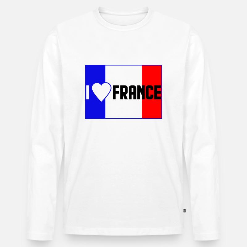 Ich liebe Frankreich - Männer Premium Bio Langarmshirt - Weiß