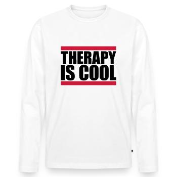 la thérapie est cool Citation - T-shirt manches longues Premium bio Homme - blanc - Devant - Nico (187cm)