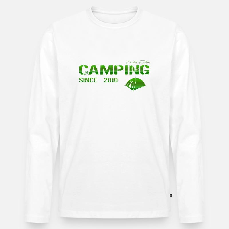 Camping 2010 Geschenk - Männer Premium Bio Langarmshirt - Weiß