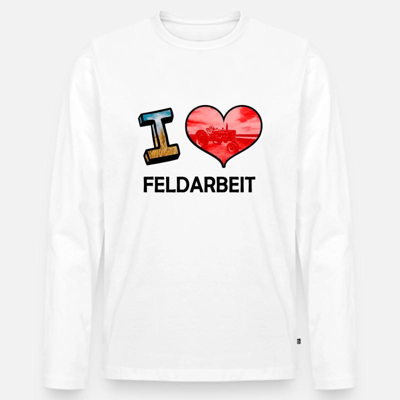 I ♥ Feldarbeit - Männer Premium Bio Langarmshirt - Weiß