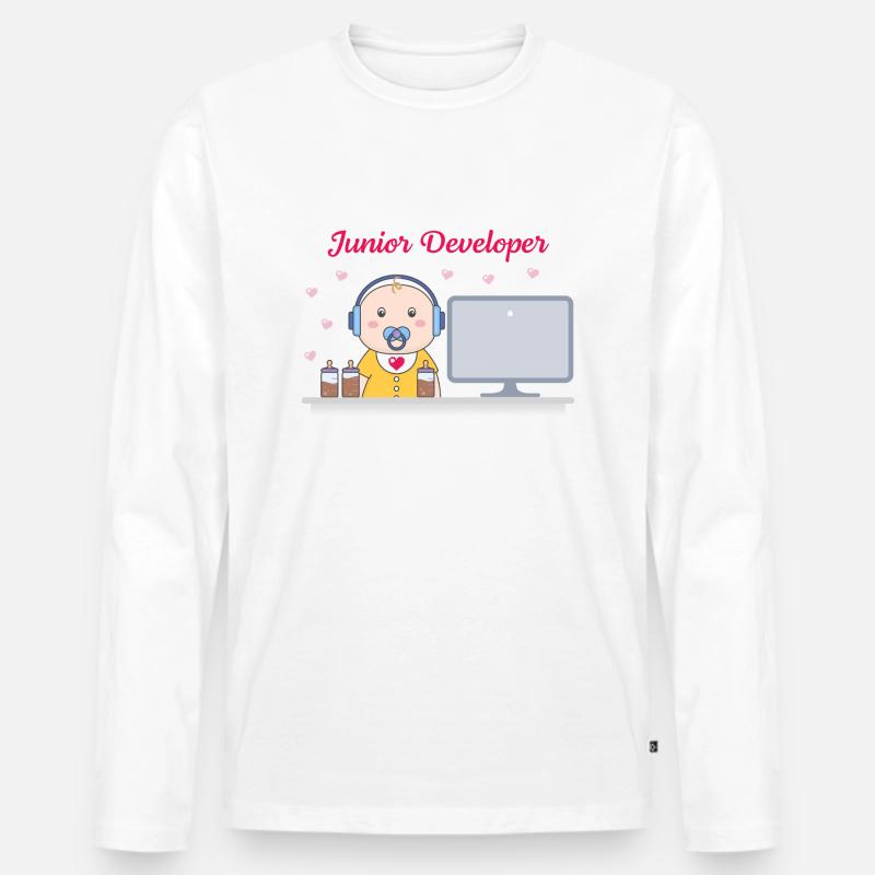 Junior Developer - Männer Premium Bio Langarmshirt - Weiß