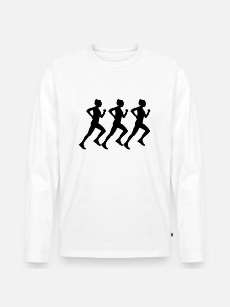 woman running - Männer Premium Bio Langarmshirt - Weiß