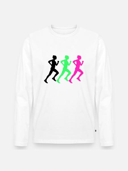 woman running - Men's Premium Organic Long Sleeve Shirt - white