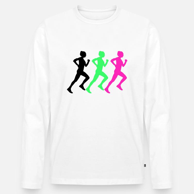 woman running - Männer Premium Bio Langarmshirt - Weiß