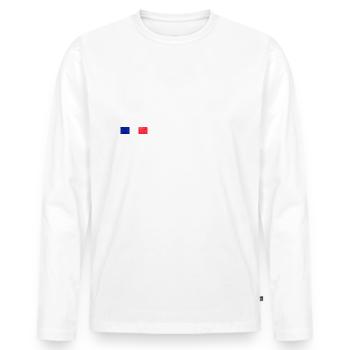 France Paris T-Shirt French Flag Eiffel Tower - T-shirt manches longues Premium bio Homme - blanc - Devant - Nico (187cm)