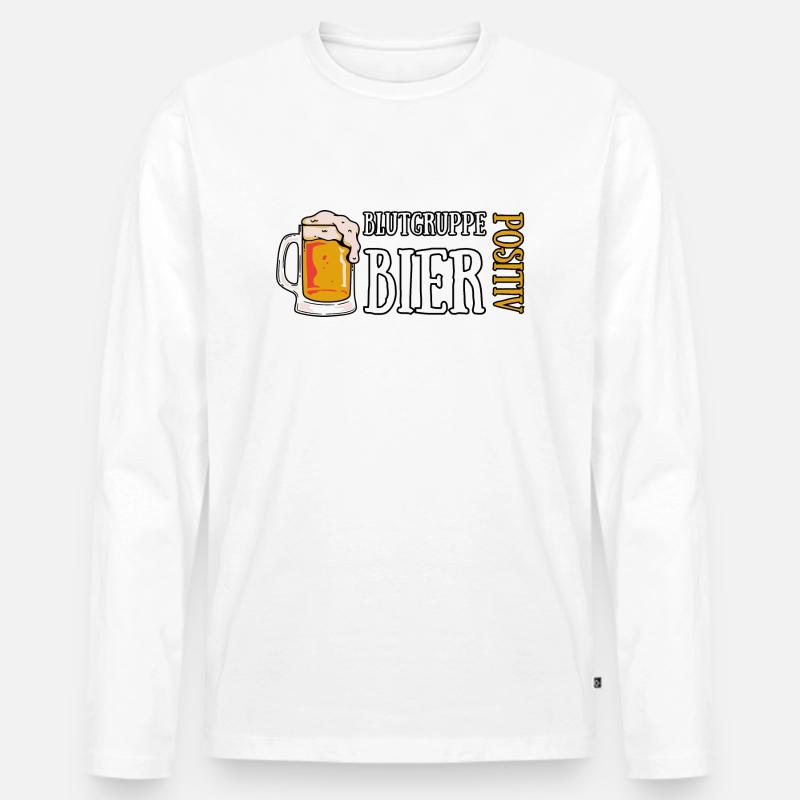 Blutgruppe Bier Positiv - Männer Premium Bio Langarmshirt - Weiß