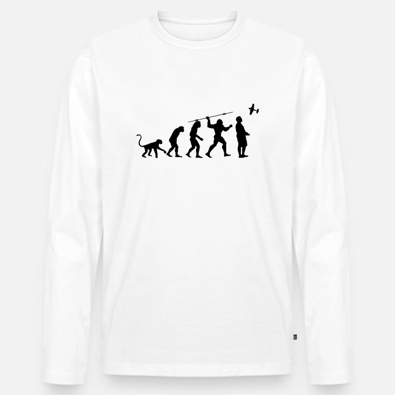 Pilot Evolution - Männer Premium Bio Langarmshirt - Weiß
