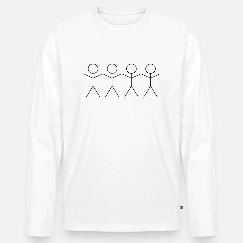 4 Strichmännchen - Männer Premium Bio Langarmshirt - Weiß