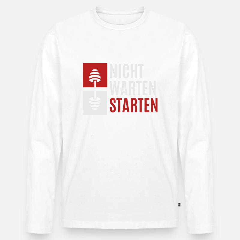 nicht warten starten 2 - Männer Premium Bio Langarmshirt - Weiß