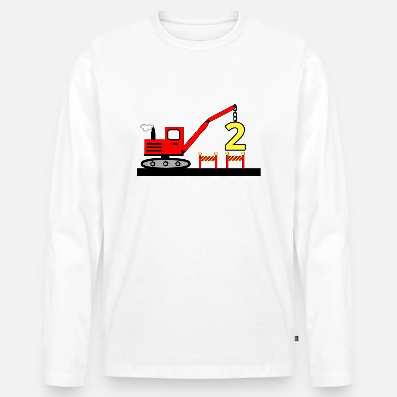 Bagger - Männer Premium Bio Langarmshirt - Weiß